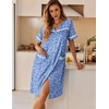 image:imageEkouaer Nightgowns for Women House Dress with Pockets Button Down Sleepshirt Short Sleeve Nightshirt HousecoatBlue Plum
