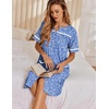 image:imageEkouaer Nightgowns for Women House Dress with Pockets Button Down Sleepshirt Short Sleeve Nightshirt HousecoatBlue Plum