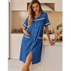 image:imageEkouaer Nightgowns for Women House Dress with Pockets Button Down Sleepshirt Short Sleeve Nightshirt HousecoatPuppy Pawprints