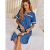image:imageEkouaer Nightgowns for Women House Dress with Pockets Button Down Sleepshirt Short Sleeve Nightshirt HousecoatPuppy Pawprints