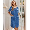 image:imageEkouaer Nightgowns for Women House Dress with Pockets Button Down Sleepshirt Short Sleeve Nightshirt HousecoatPuppy Pawprints