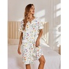 image:imageEkouaer Nightgowns for Women House Dress with Pockets Button Down Sleepshirt Short Sleeve Nightshirt HousecoatWhite Flowers