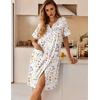 image:imageEkouaer Nightgowns for Women House Dress with Pockets Button Down Sleepshirt Short Sleeve Nightshirt HousecoatWhite Flowers