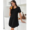 image:imageEkouaer Nightgowns for Women Pleated Nightshirts Short Sleeve Sleepshirts Crew Neck Sleepwear Soft Night Gown SleepdressBlack