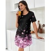 image:imageEkouaer Nightgowns for Women Pleated Nightshirts Short Sleeve Sleepshirts Crew Neck Sleepwear Soft Night Gown SleepdressBlack Pink Sakura