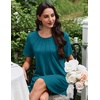 image:imageEkouaer Nightgowns for Women Pleated Nightshirts Short Sleeve Sleepshirts Crew Neck Sleepwear Soft Night Gown SleepdressBlue Green
