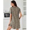 image:imageEkouaer Nightgowns for Women Pleated Nightshirts Short Sleeve Sleepshirts Crew Neck Sleepwear Soft Night Gown SleepdressBrown Leopard