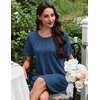 image:imageEkouaer Nightgowns for Women Pleated Nightshirts Short Sleeve Sleepshirts Crew Neck Sleepwear Soft Night Gown SleepdressDark Blue