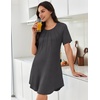 image:imageEkouaer Nightgowns for Women Pleated Nightshirts Short Sleeve Sleepshirts Crew Neck Sleepwear Soft Night Gown SleepdressDark Grey