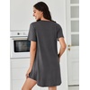 image:imageEkouaer Nightgowns for Women Pleated Nightshirts Short Sleeve Sleepshirts Crew Neck Sleepwear Soft Night Gown SleepdressDark Grey