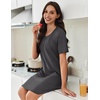 image:imageEkouaer Nightgowns for Women Pleated Nightshirts Short Sleeve Sleepshirts Crew Neck Sleepwear Soft Night Gown SleepdressDark Grey