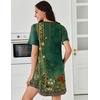 image:imageEkouaer Nightgowns for Women Pleated Nightshirts Short Sleeve Sleepshirts Crew Neck Sleepwear Soft Night Gown SleepdressGreen Pea Floral