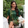image:imageEkouaer Nightgowns for Women Pleated Nightshirts Short Sleeve Sleepshirts Crew Neck Sleepwear Soft Night Gown SleepdressGreen Pea Floral