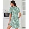 image:imageEkouaer Nightgowns for Women Pleated Nightshirts Short Sleeve Sleepshirts Crew Neck Sleepwear Soft Night Gown SleepdressGreen White Florals