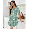 image:imageEkouaer Nightgowns for Women Pleated Nightshirts Short Sleeve Sleepshirts Crew Neck Sleepwear Soft Night Gown SleepdressGreen White Florals
