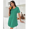 image:imageEkouaer Nightgowns for Women Pleated Nightshirts Short Sleeve Sleepshirts Crew Neck Sleepwear Soft Night Gown SleepdressLight Green