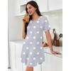image:imageEkouaer Nightgowns for Women Pleated Nightshirts Short Sleeve Sleepshirts Crew Neck Sleepwear Soft Night Gown SleepdressLight Grey White Star