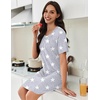 image:imageEkouaer Nightgowns for Women Pleated Nightshirts Short Sleeve Sleepshirts Crew Neck Sleepwear Soft Night Gown SleepdressLight Grey White Star