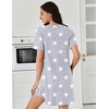 image:imageEkouaer Nightgowns for Women Pleated Nightshirts Short Sleeve Sleepshirts Crew Neck Sleepwear Soft Night Gown SleepdressLight Grey White Star