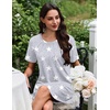 image:imageEkouaer Nightgowns for Women Pleated Nightshirts Short Sleeve Sleepshirts Crew Neck Sleepwear Soft Night Gown SleepdressLight Grey White Star
