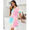 image:imageEkouaer Nightgowns for Women Pleated Nightshirts Short Sleeve Sleepshirts Crew Neck Sleepwear Soft Night Gown SleepdressPink  Blue Tie Dye