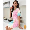 image:imageEkouaer Nightgowns for Women Pleated Nightshirts Short Sleeve Sleepshirts Crew Neck Sleepwear Soft Night Gown SleepdressPink  Blue Tie Dye
