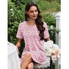 image:imageEkouaer Nightgowns for Women Pleated Nightshirts Short Sleeve Sleepshirts Crew Neck Sleepwear Soft Night Gown SleepdressPink White Florals