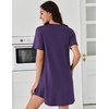 image:imageEkouaer Nightgowns for Women Pleated Nightshirts Short Sleeve Sleepshirts Crew Neck Sleepwear Soft Night Gown SleepdressPurple