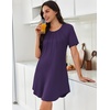 image:imageEkouaer Nightgowns for Women Pleated Nightshirts Short Sleeve Sleepshirts Crew Neck Sleepwear Soft Night Gown SleepdressPurple