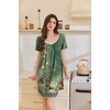 image:imageEkouaer Nightgowns for Women Pleated Sleep Shirts Short Sleeve Night Shirts Lace Trim Night Gown Ladies Sleep DressGreen Blossom