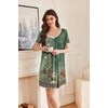 image:imageEkouaer Nightgowns for Women Pleated Sleep Shirts Short Sleeve Night Shirts Lace Trim Night Gown Ladies Sleep DressGreen Blossom