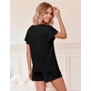 image:imageEkouaer Pajamas Set Women Casual Ruffle Sleeves Soft Comfy Loungewear Set with PocketsBlack