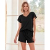 image:imageEkouaer Pajamas Set Women Casual Ruffle Sleeves Soft Comfy Loungewear Set with PocketsBlack