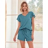 image:imageEkouaer Pajamas Set Women Casual Ruffle Sleeves Soft Comfy Loungewear Set with PocketsBlue Green