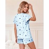 image:imageEkouaer Pajamas Set Women Casual Ruffle Sleeves Soft Comfy Loungewear Set with PocketsBlue Stars