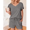 image:imageEkouaer Pajamas Set Women Casual Ruffle Sleeves Soft Comfy Loungewear Set with PocketsDark Gray