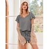 image:imageEkouaer Pajamas Set Women Casual Ruffle Sleeves Soft Comfy Loungewear Set with PocketsDark Gray