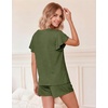 image:imageEkouaer Pajamas Set Women Casual Ruffle Sleeves Soft Comfy Loungewear Set with PocketsDark Olive Green