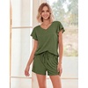 image:imageEkouaer Pajamas Set Women Casual Ruffle Sleeves Soft Comfy Loungewear Set with PocketsDark Olive Green