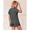 image:imageEkouaer Pajamas Set Women Casual Ruffle Sleeves Soft Comfy Loungewear Set with PocketsDeep Gray
