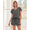 image:imageEkouaer Pajamas Set Women Casual Ruffle Sleeves Soft Comfy Loungewear Set with PocketsDeep Gray