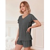 image:imageEkouaer Pajamas Set Women Casual Ruffle Sleeves Soft Comfy Loungewear Set with PocketsDeep Gray