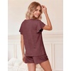 image:imageEkouaer Pajamas Set Women Casual Ruffle Sleeves Soft Comfy Loungewear Set with PocketsDeep Red