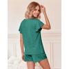 image:imageEkouaer Pajamas Set Women Casual Ruffle Sleeves Soft Comfy Loungewear Set with PocketsGray Green