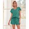 image:imageEkouaer Pajamas Set Women Casual Ruffle Sleeves Soft Comfy Loungewear Set with PocketsGray Green