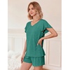 image:imageEkouaer Pajamas Set Women Casual Ruffle Sleeves Soft Comfy Loungewear Set with PocketsGray Green
