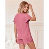 image:imageEkouaer Pajamas Set Women Casual Ruffle Sleeves Soft Comfy Loungewear Set with PocketsGray Purple