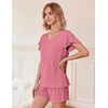 image:imageEkouaer Pajamas Set Women Casual Ruffle Sleeves Soft Comfy Loungewear Set with PocketsGray Purple