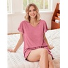 image:imageEkouaer Pajamas Set Women Casual Ruffle Sleeves Soft Comfy Loungewear Set with PocketsGray Purple