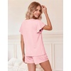 image:imageEkouaer Pajamas Set Women Casual Ruffle Sleeves Soft Comfy Loungewear Set with PocketsLight Pink